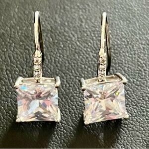 Earrings Silver with square stone